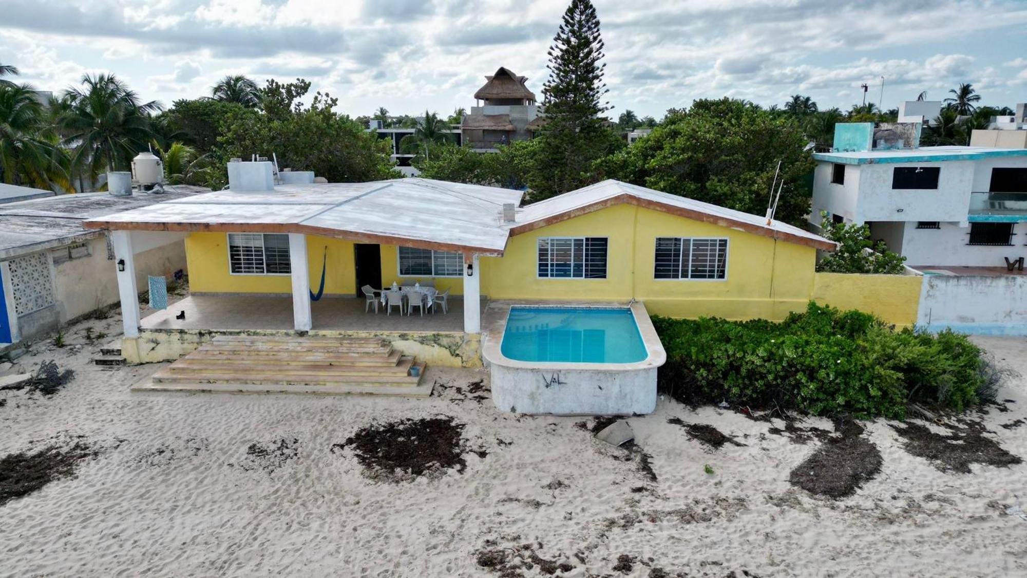 La Casa Amarilla Frente al Mar Chelem Exterior foto